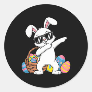Sticker Rond Bunny Garçons de Pâques Filles Enfants Jeune Lapin