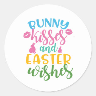 Sticker Rond Bunny kisses and Easter wishes Holiday