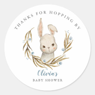 Sticker Rond Bunny Merci D'Avoir Hopping Par Garçon Baby showe