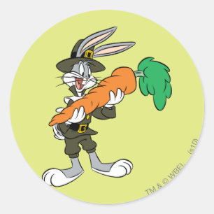 Sticker Rond BUNNY™ Pilgrim Thanksgiving Carrot