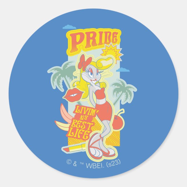 Sticker Rond BUNNY™ Pride - Livin' My Best Life (Devant)