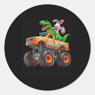 Sticker Rond Bunny T-rex Pâques Monster Truck Dino Drôle Garçon
