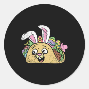 Sticker Rond Bunny Taco Pâques drôle Nourriture Mexicaine Oeuf 