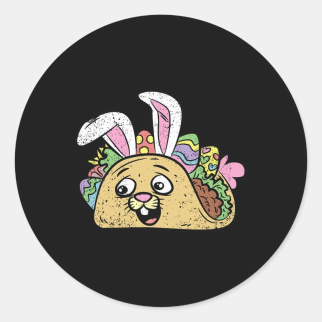 Sticker Rond Bunny Taco Pâques drôle Nourriture Mexicaine Oeuf  (Devant)
