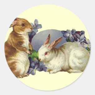 Sticker Rond Bunny vintage de Pâques