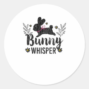 Sticker Rond Bunny Whisperer Funny Lapin Graphisme lapin