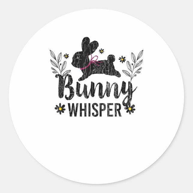 Sticker Rond Bunny Whisperer Funny Lapin Graphisme lapin (Devant)