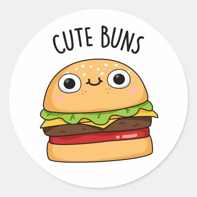 Sticker Rond Buns mignons Funny Burger Pun (Devant)