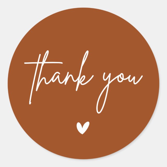 Sticker Rond Bunt Orange Merci Monogramme Mariage Coeur (Devant)