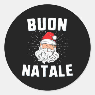 Sticker Rond Buon natale christmasitaly italien père Noël babbo