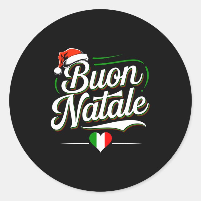 Sticker Rond Buon Natale Italian Family Christmas Italy Pride H (Devant)