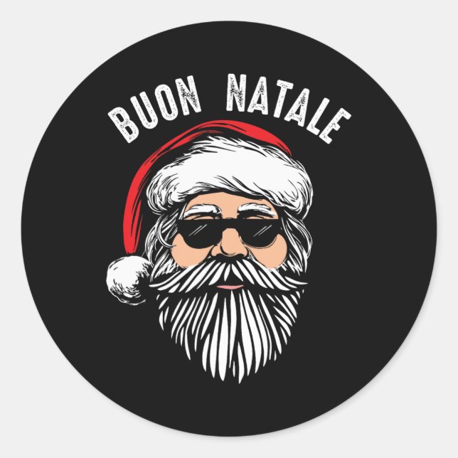 Sticker Rond Buon natale italien santa claus babbo drôle christ (Devant)