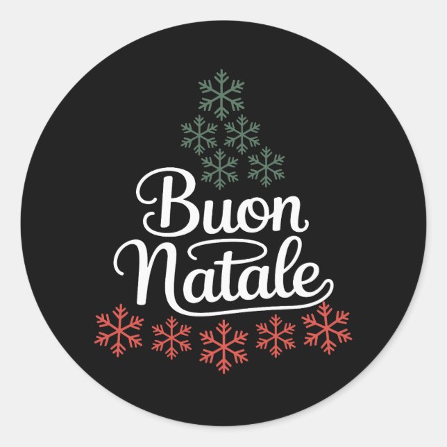 Sticker Rond Buon Natale Italienne Famille de Noël (Devant)