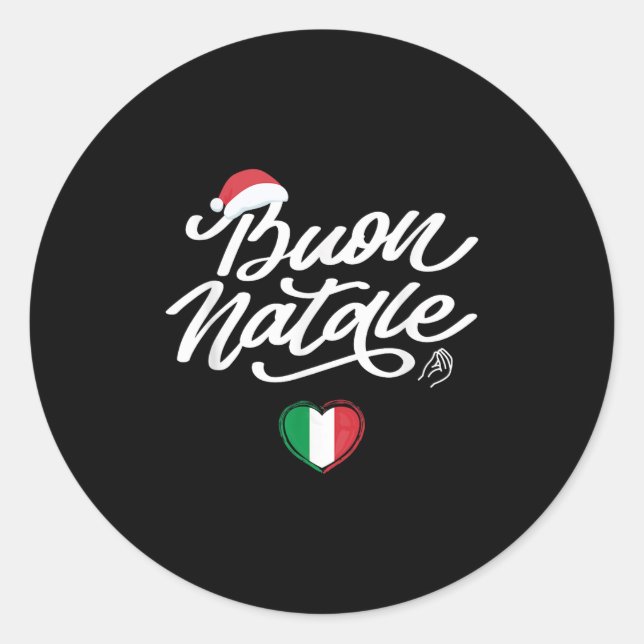 Sticker Rond Buon Natale Italienne Famille Noël, Italie Fierté (Devant)