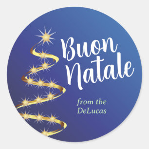 Sticker Rond Buon Natale Noël italien avec n'importe quel nom