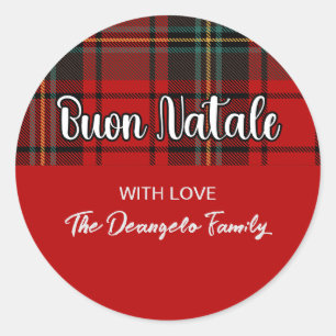 Sticker Rond Buon Natale Plaid
