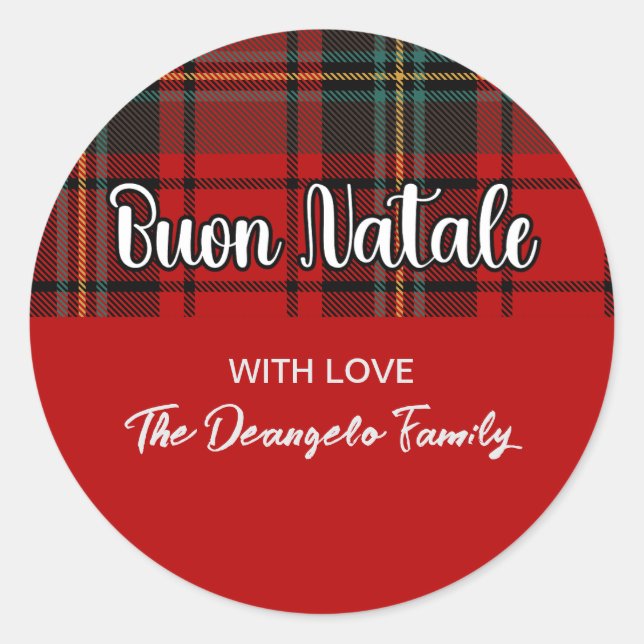 Sticker Rond Buon Natale Plaid (Devant)