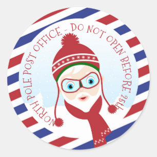 Sticker rond bureau de poste père Noël North Pôle