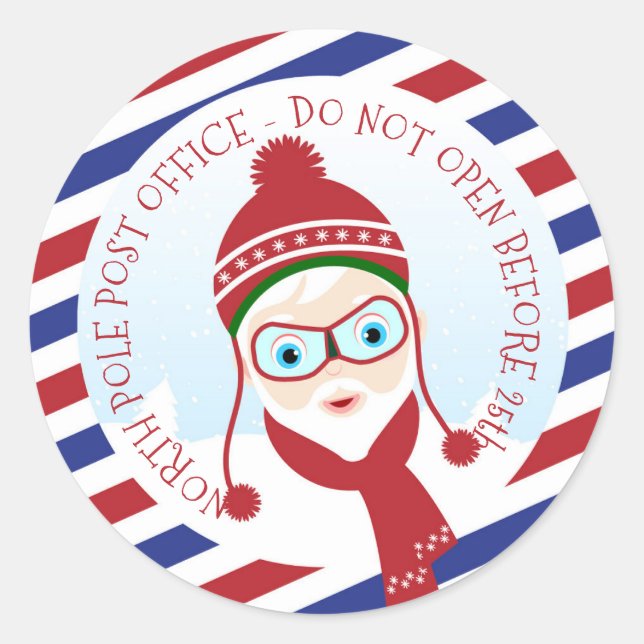 Sticker rond bureau de poste père Noël North Pôle (Devant)