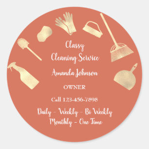 Sticker Rond Bureau des services de nettoyage Classy Maid Gold 