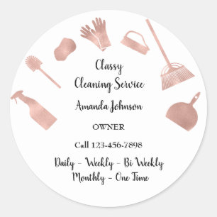 Sticker Rond Bureau des services de nettoyage de classe Rose do