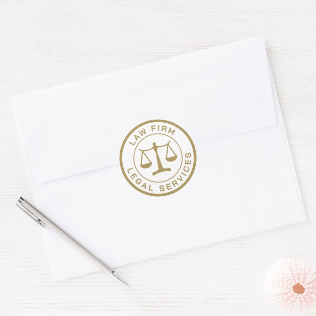 Sticker Rond Bureau du droit | Scales de justice (Enveloppe)