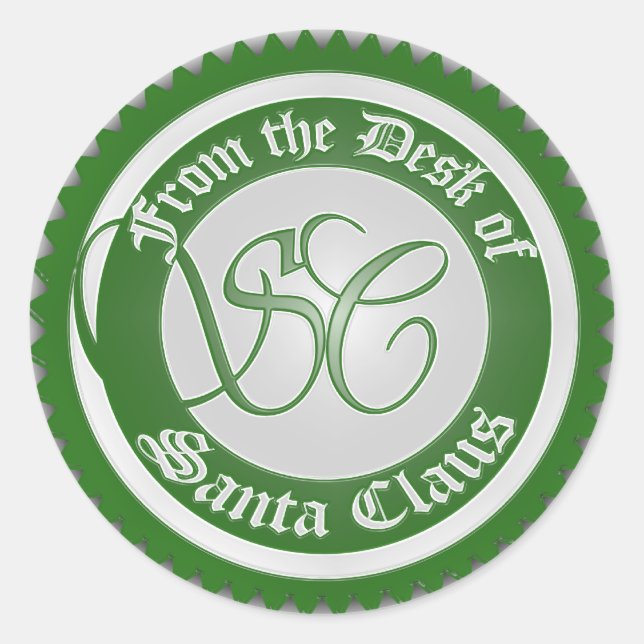 Sticker Rond Bureau du Père Noël (Devant)