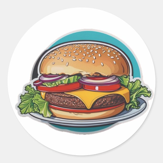 Sticker Rond Burger À Throwback Gourmet : Un Bite Nostalgique (Devant)
