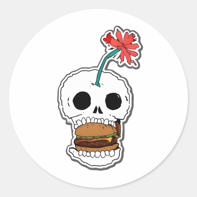 Sticker Rond Burger crâne (Devant)