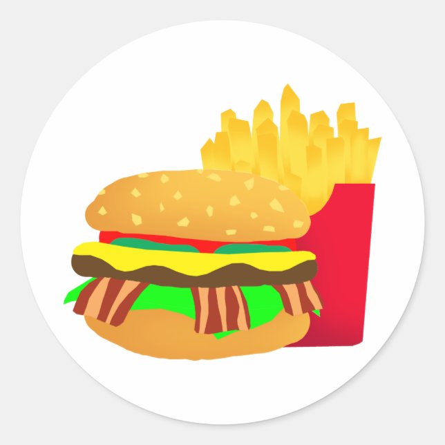 Sticker Rond Burger et frites (Devant)