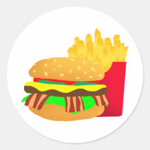 Sticker Rond Burger et frites