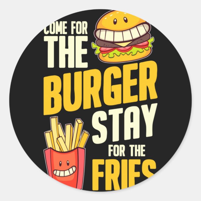 Sticker Rond Burger hamburger viande barbecue - cheeseburger (Devant)