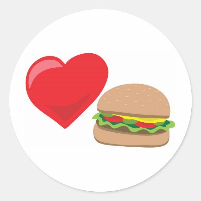 Sticker Rond Burger Love ! Personnalisable : (Devant)