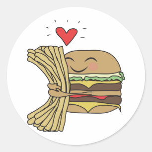 Sticker Rond Burger Loves Fries