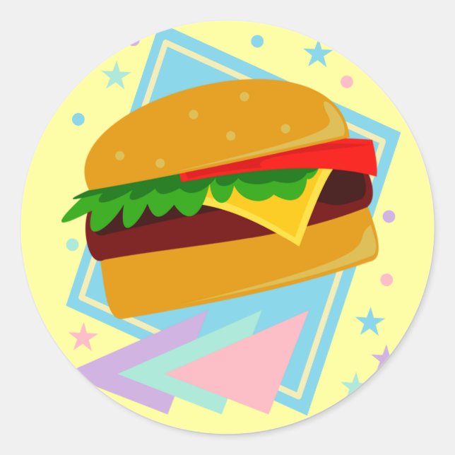 Sticker Rond Burger Mignon Délicieux (Devant)