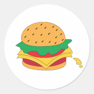 Sticker Rond Burger nourriture pas régime