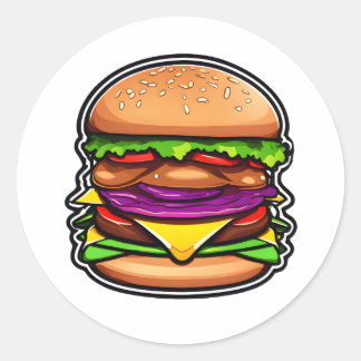 Sticker Rond Burgers multicolores à couches éclatantes 012