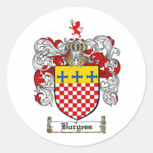 STICKER ROND BURGESS FAMILLE CREST - BURGESS COAT OF ARMS