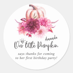 Sticker Rond Burgundy et Blush Automne Automne Citrouille Anniv