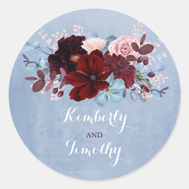Sticker Rond Burgundy et Dusty Blue (Devant)