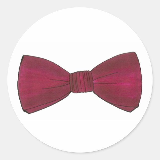 Sticker Rond Burgundy Maroon Bow Bowtie Mariage Prom Groom (Devant)