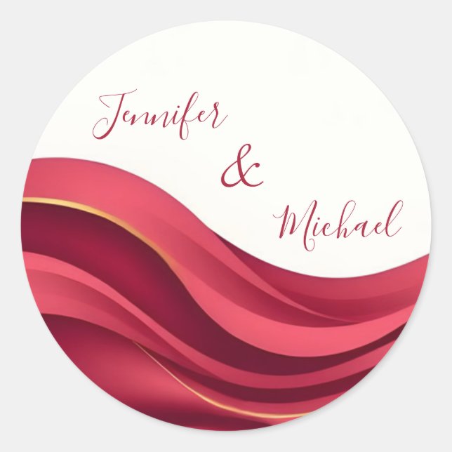 Sticker Rond Burgundy Personalized Wedding (Devant)