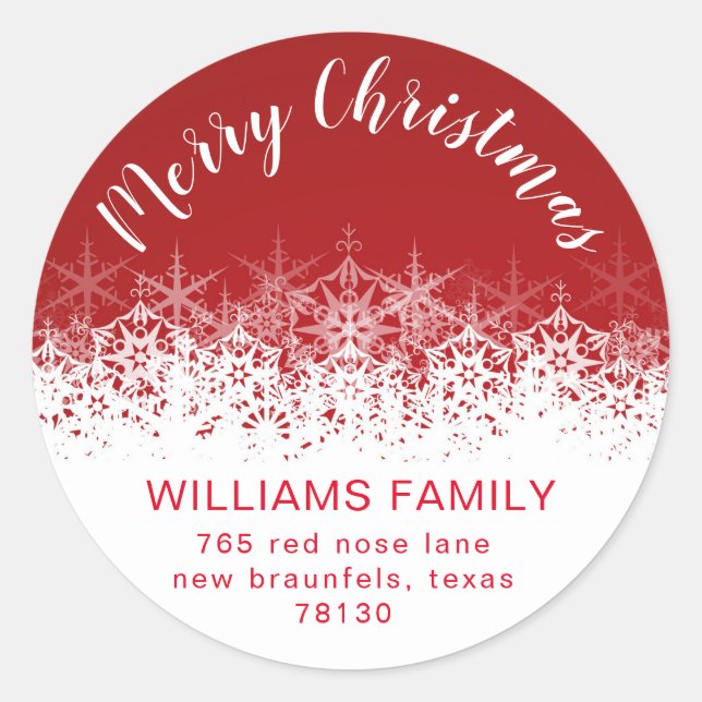 Sticker Rond Burgundy Snowflakes adresse de retour (Devant)