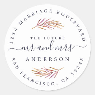 Sticker Rond Burgundy Sprig Future Mme Mariage Retour Adresse