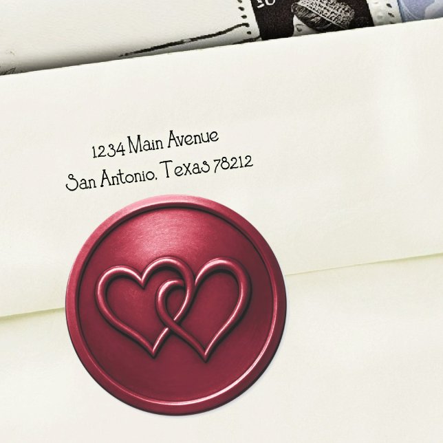 Sticker Rond Burgundy Two Hearts Intertwined Wedding (Créateur téléchargé)
