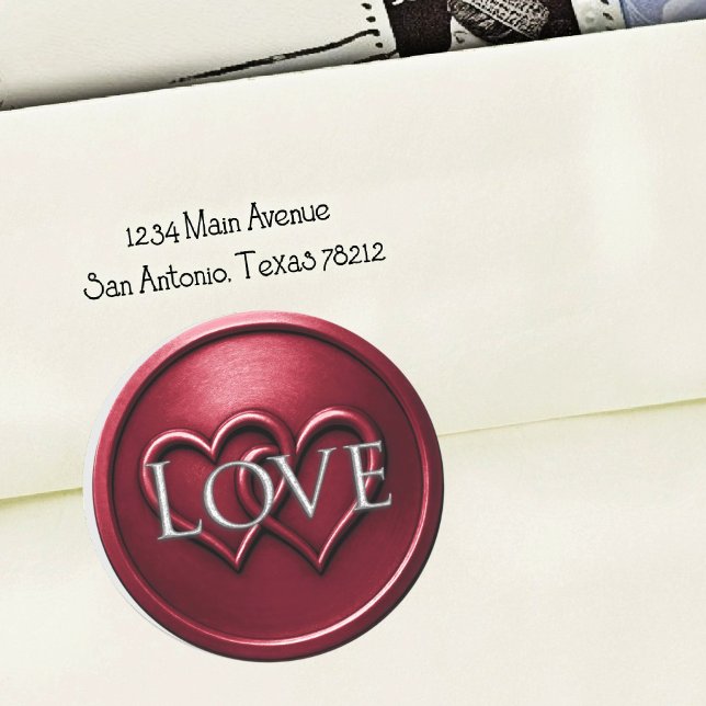 Sticker Rond Burgundy Two Hearts Intertwined Wedding (Créateur téléchargé)