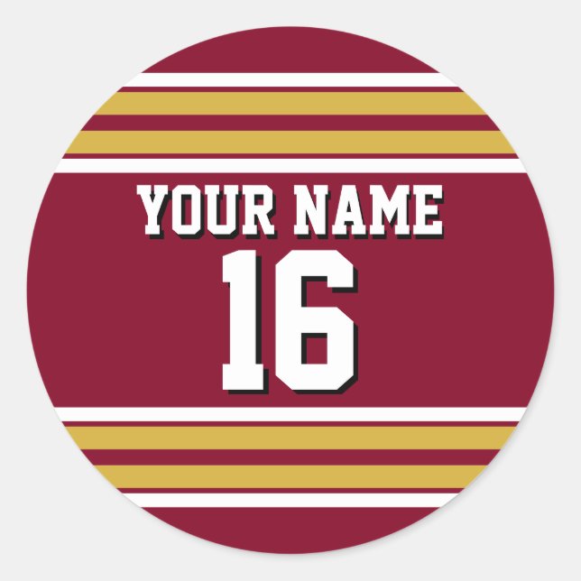 Sticker Rond Burgundy with Gold White Stripes (Devant)