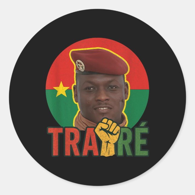 Sticker Rond Burkina Faso - Bravo Capitaine Ibrahim Traoré _ Th (Devant)