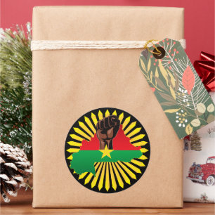 Sticker Rond Burkina Faso Carte, drapeau et première révolution