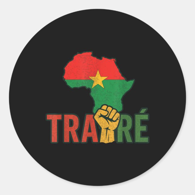 Sticker Rond Burkina Faso-ibrahim Traoré _ Thomas Sankara (Devant)